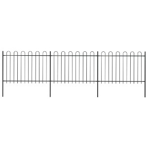 vidaXL Garden Fence with Hoop Top Steel 16.7' Black - 1 of 4