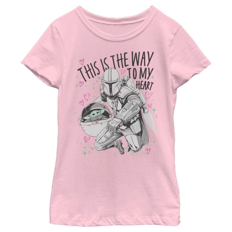 Girl's Star Wars The Mandalorian Valentine's Day The Child Way to my Heart T-Shirt, 1 of 5