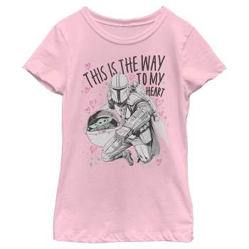 Girl's Star Wars The Mandalorian Valentine's Day The Child Way to my Heart T-Shirt
