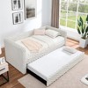 Twin Size Upholstered Daybed with with Trundle for Bedroom and Living Room - 2 of 4
