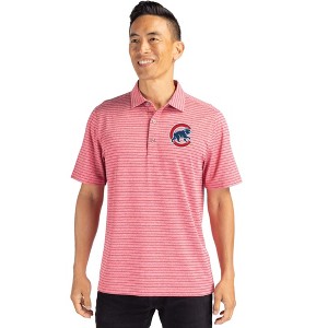 Chicago Cubs Cutter & Buck Forge Eco Heather Stripe Stretch Recycled Mens Polo - Cardinal Red Heather - 2X Large - 1 of 1