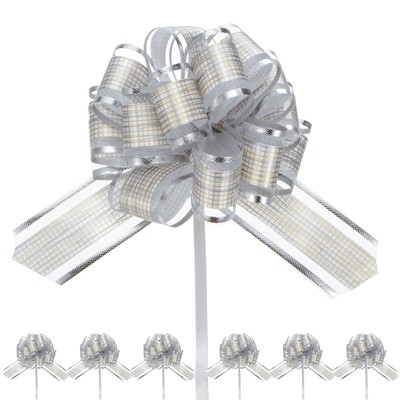 Unique Bargains Plastic Gold Edge Glossy Durable Ribbon Pull Bows 20 Count