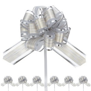 Unique Bargains Plastic Gold Edge Glossy Durable Ribbon Pull Bows 20 Count - 1 of 4