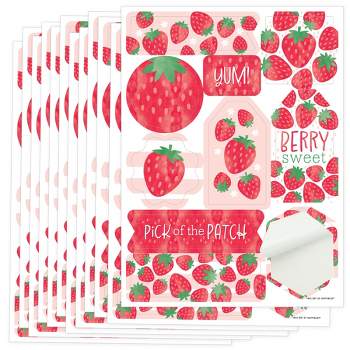Big Dot of Happiness Berry Sweet Strawberry - Fruit Themed Birthday or Baby Shower Party Favor Sticker Set - 12 Sheets - 120 Stickers