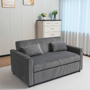 Runesay 3-in-1 Multi-Functional Corduroy Sleeper Couch Pull-Out Bed with Pillows - 1 of 4