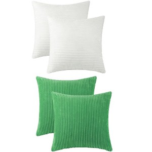 Unique Bargains Modern Solid Striped Corduroy Pillow Covers 4 Pcs - 1 of 4