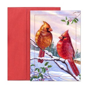 Masterpiece Studios Holiday Collection 16-Count Boxed Christmas Cards with Envelopes, 5.6" x 7.8", Cardinal Cheer (976900) - 1 of 1