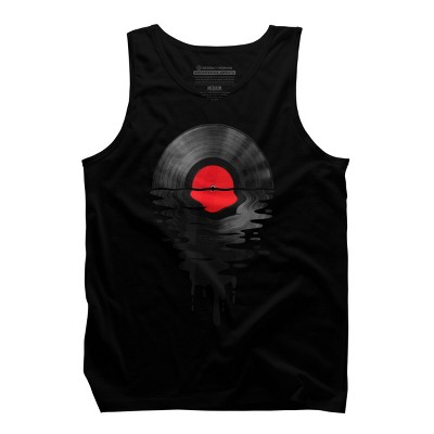Men's Design By Humans Vinyl Record Music LP Classic 80s Sunset By MinShop Tank Top