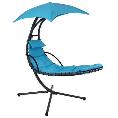 Sunnydaze Outdoor Hanging Chaise Floating Lounge Chair With Canopy