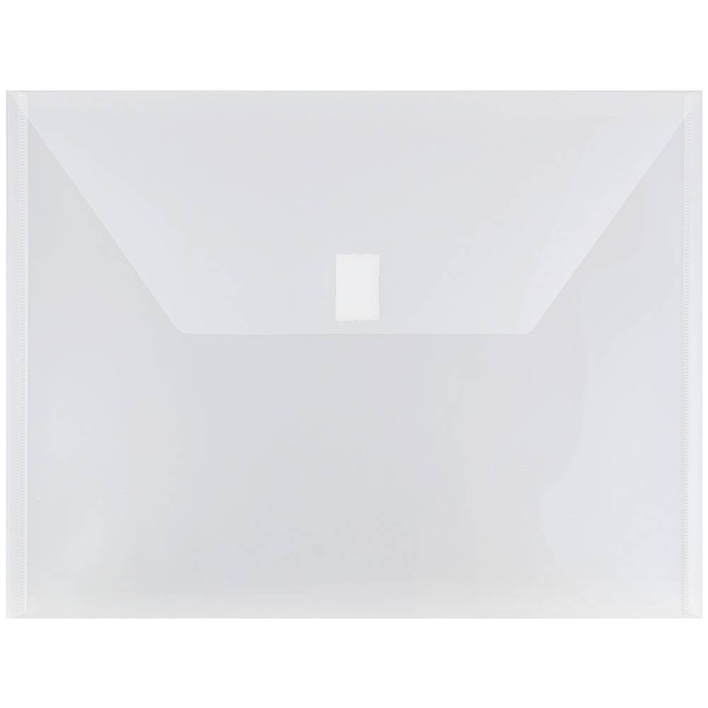 JAM Plastic Envelopes with Hook & Loop Closure, Letter Booklet, 9 3/4 x 13, Clear, 12/Pack