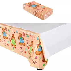 Juvale 6 Pack Gingerbread Man Plastic Tablecloth for Holiday Christmas Party (54 x 108 In)