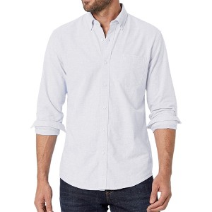 slim fit dress slacks Men's White Dress Shirt With Blue Buttons (Navy Contrast Changer) – Twillory main image 0