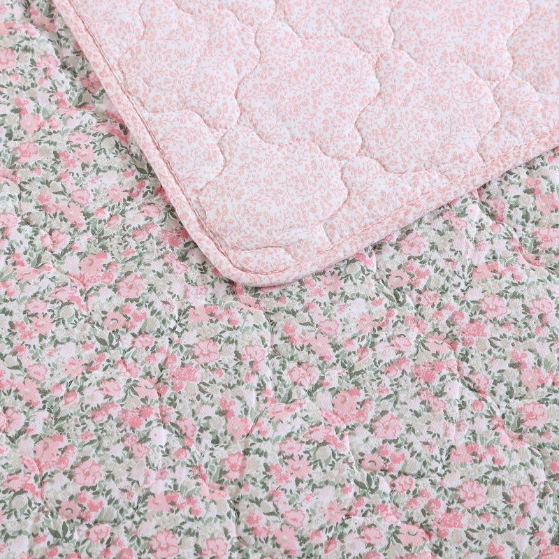 Laura Ashley Loveston 100% Cotton Quilt Bedding Set Pink, 4 of 12