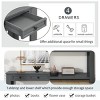 Console Table with Storage Drawers and Shelf, Sofa Table for Entryway or Hallway, Navy Accent Table with Sturdy Frame-The Pop Home - 4 of 4