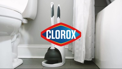 White and Black Toilet Plunger and Brush Set with Caddy