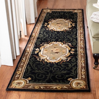 Elegant Empire Black Wool Hand-Tufted Runner Rug - 30"x10"