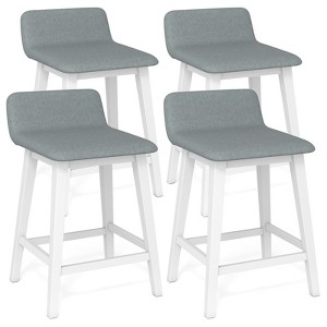 Tangkula 2PCS 24" Upholstered Barstools w/ Low Back Footrest Wood Legs for Kitchen Island - 1 of 4
