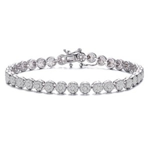 Guili Sterling Silver Cubic Zirconia Cluster Tennis Bracelet, Sparkling and Luxurious Design for a Dazzling Look that Elevates Any Outfit - 1 of 3