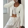 Women's Cropped Knit Cardigan Open Front Tied Short Sweater Cover Up - 2 of 4