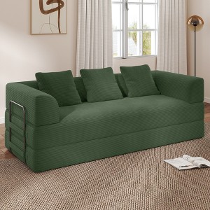GYIIYUO 90" Convertible Sofa Bed with Pillows, Corduroy Boneless Couch for Living Room Bedroom, No Assembly Required - 1 of 4