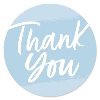 Big Dot of Happiness Dusty Blue Elegantly Simple - Guest Party Favors Circle Sticker Labels - 24 Count