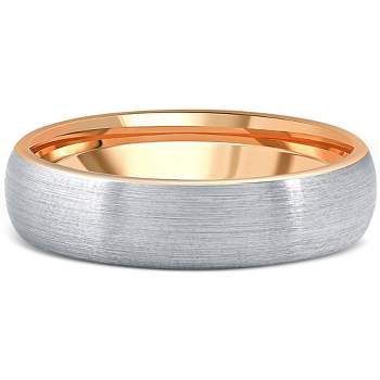 Pompeii3 Men's Brushed Tungsten & Rose Gold Plated Two Tone 6mm Ring Wedding Band