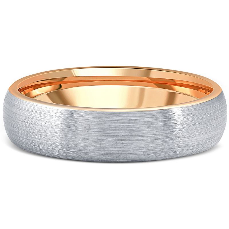 Pompeii3 Men's Brushed Tungsten & Rose Gold Plated Two Tone 6mm Ring Wedding Band, 1 of 5