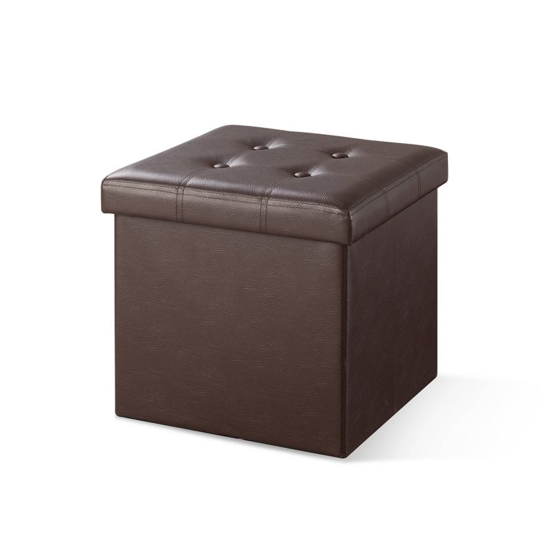 15" Buttoned Folding Storage Ottoman - Mellow, 1 of 8