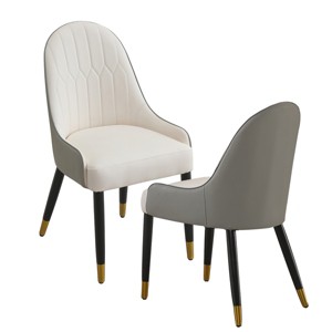 VYNXARIA Modern Dining Chairs Set of 2 pcs Faux leather Dining Chair with Metal legs for Living Room,Dining Room,White+Gray - 1 of 4