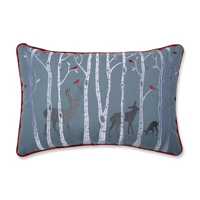 11.5"x18.5" Indoor Christmas Woodland Deer Rectangular Throw Pillow - Pillow Perfect: Embroidered, Weather-Resistant
