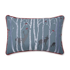 11.5"x18.5" Indoor Christmas Woodland Deer Rectangular Throw Pillow - Pillow Perfect: Embroidered, Weather-Resistant - 1 of 4
