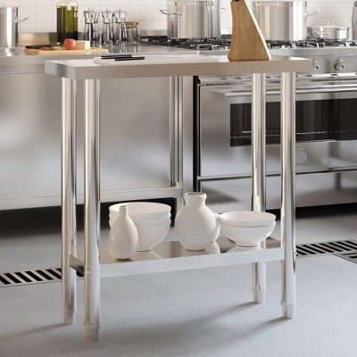 vidaXL Kitchen Work Table 32.5 in.x11.8 in.x33.5 in. Stainless Steel