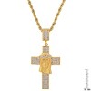 Steeltime 30" 18k Gold Plated Stainless Steel And Simulated Diamonds Cross/Jesus Face Pendant - 3 of 4