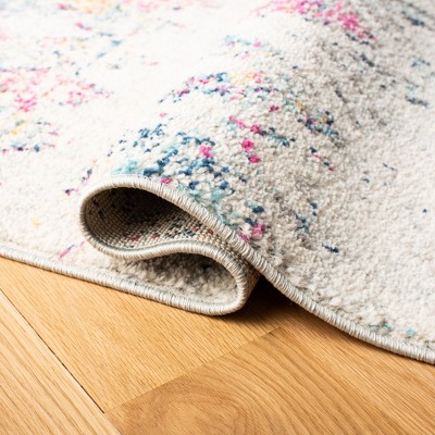 Grey and Purple 4' x 6' Hand-knotted Synthetic Area Rug