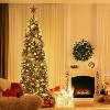 6-12ft Artificial Christmas Tree with Fervent Warm White Lights, Xmas Slim Tree with Pine Cone & Foldable Stand, Decoration for Festival, Party, Home - 3 of 4