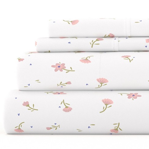 Target Threshold White Pastel Pink Rose hot Floral King Sheet Set