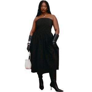 ELOQUII Strapless Flare Midi Dress - 20, Black Onyx : Target