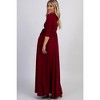 PinkBlush Burgundy Draped 3/4 Sleeve Maternity Maxi Dress - 3 of 4