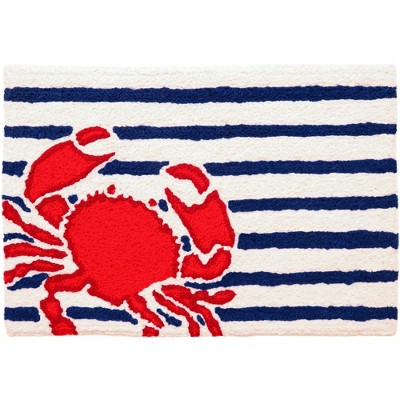 Jellybean Captain’s Quarters Red Crab Doormat, 20” x 30” – Coastal Indoor/Outdoor Welcome Mat
