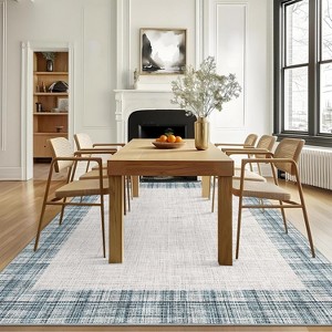 Machine Washable Area Rug Modern Plaid Carpet Non-Slip Stain Resistant Pet Friendly for Living Room Bedroom Dining Room - 1 of 4