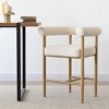 24-Inch Boucle Counter Stool with Back and Armrests Stylish Counter Height Bar Chair for Kitchen Islands and Living Room-Tanpinhause - 2 of 4