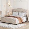 Luxury Velvet Bed Frame w/ Wingback Headboard & Footboard, No Box Spring - 2 of 4