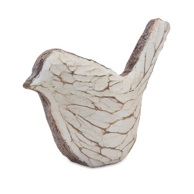 White and Beige Resin Carved Bird Figurines Set