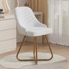 VECELO Velvet Accent Chair with High Backrest, Upholstered Vanity Chair with Golden Frame Legs for Living Room or Bedroom, White - 4 of 4