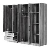 TIRAMISUBEST 6 Door Bedroom Armoire Closet with 2 Storage Drawers and Hanging Rods, Modern Wardrobe Clothes Organizer with Open Storage Shelves - 4 of 4