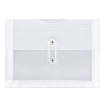 JAM PAPER Plastic Envelopes with Zip Closure - Index - 5 1/4 x 8 - Clear -  12/Pack