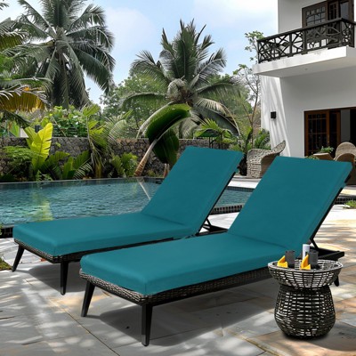 FURNIinspire Outdoor Seat Cushions Chair Cushion Replacement Outdoor Chaise Lounge Cushion 2 PCS For Patio Garden, Backyard, Blue, 75"*24"*2.7"