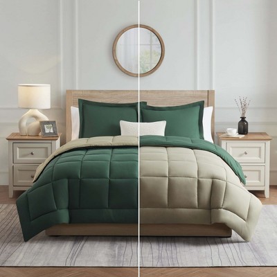 Hunter Green and Sage Microfiber Twin Reversible Duvet