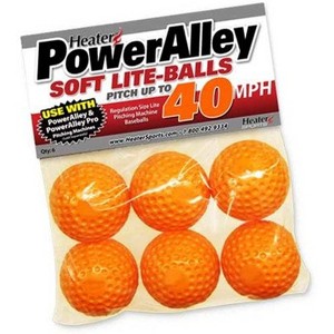 Heater Sports PowerAlley Lite Baseballs, Pitching Machine Balls, 1/2 Weight of Baseball,  9” Diameter, Pack of 6 - 1 of 2