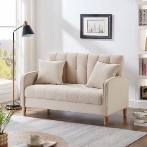 CAVINAS Modern Loveseat Sofa, Smooth Velvet Upholstered Tufted Sofa Couch for Living Room, Department, Small Space - 1 of 4
